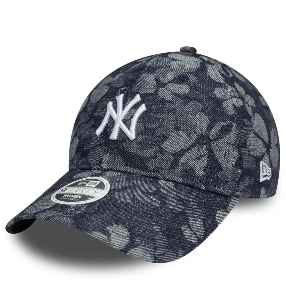 New Era - 9twenty Womens Floral Denim Yankees Cap - Navy